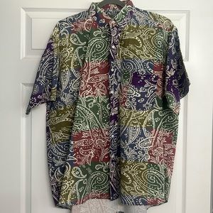 Vintage 90s J Riggings Paisley Patches Men’s Button Up, XL (Starched)